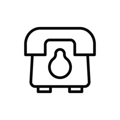 Vintage Telephone Line Icon in Black and White Simple Design