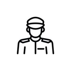 Line Art Icon of Security Guard or Uniform Worker Wearing Hat