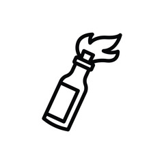 Molotov Cocktail Icon in Outline Style with Bottle and Flame