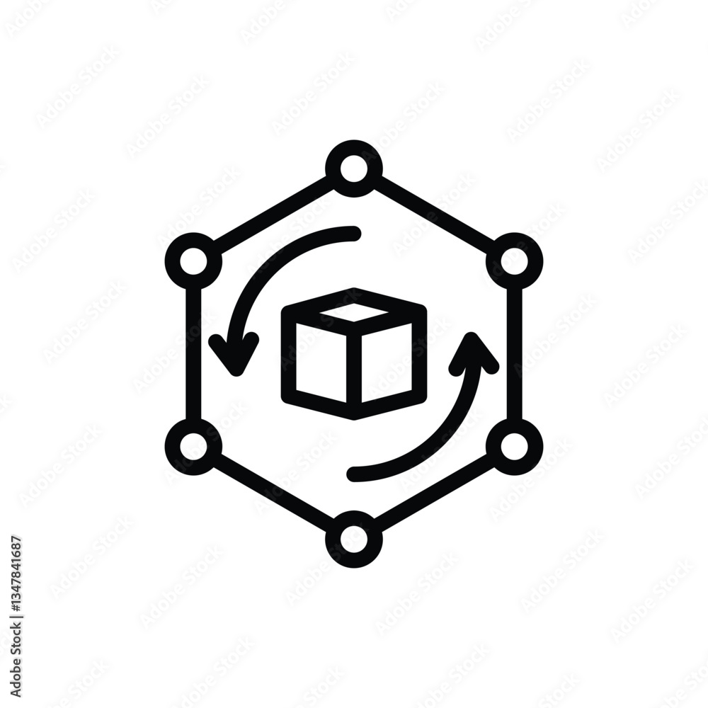 Poster box rotation with connection points in a hexagonal shape icon