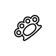 Outline Icon Depicting Brass Knuckles Isolated on White Background