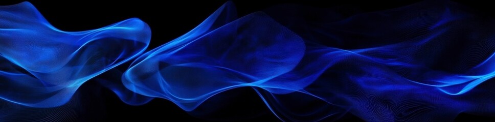 Abstract background with a blue wave of dots and a glowing light effect on a gradient sky-colored background