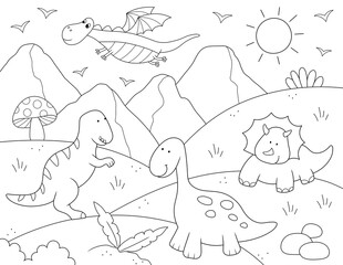 Fototapeta premium dinosaurs coloring page. ready to print on standard 8.5x11 inch paper (letter paper).