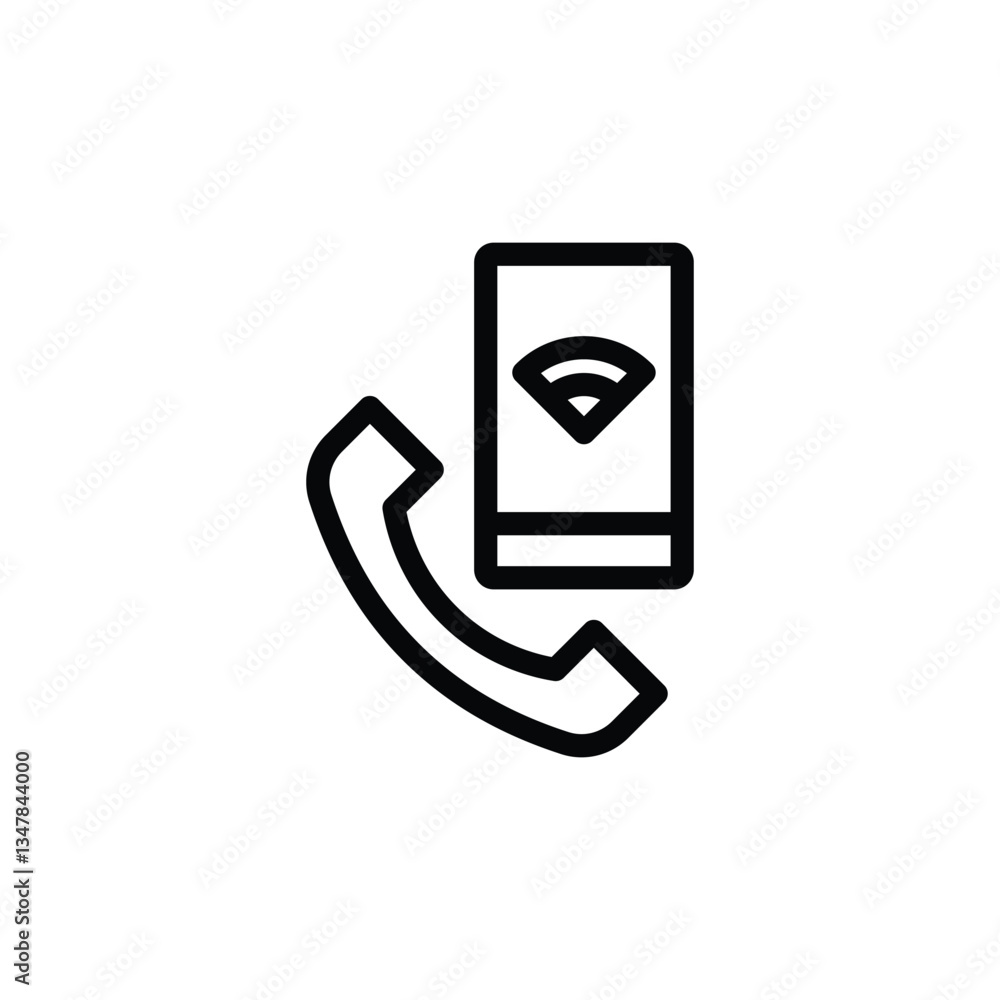 Poster phone call with wifi symbol simple icon concept for connection