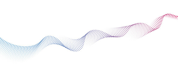 Flowing Dot Wave halftone gradient pattern on transparent background	
