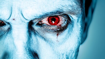 Spooky demon face with red eye, looking at viewer