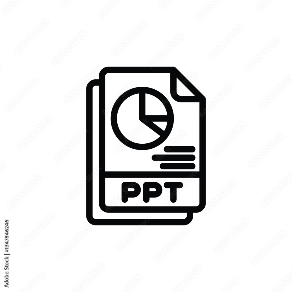 Poster Presentation File with Pie Chart and Ppt Text Icon Design