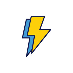 Vector Illustration of Yellow and Blue Lightning Bolt Symbol on White