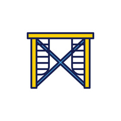 Scaffolding Structure Illustration with Yellow and Blue Outline Colors
