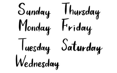 Day of the week calligraphy text