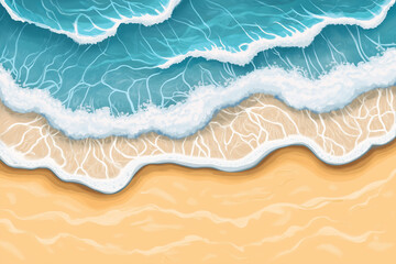 Obraz premium Ocean waves crashing on sandy beach aerial view