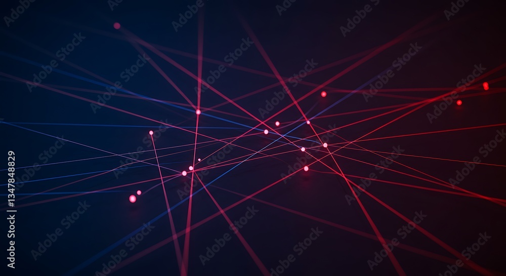 Poster interconnected network flow glowing lines in digital space abstract technology background visual eff
