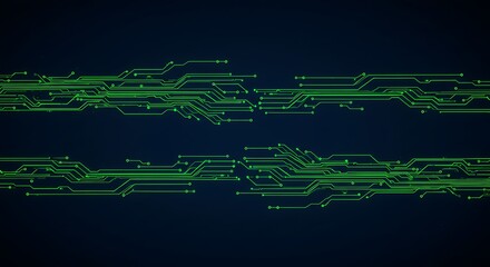 Green Circuit Board Lines Flowing Data Streams Abstract Tech Backdrop