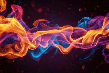 Colorful abstract smoke like shapes over a dark background