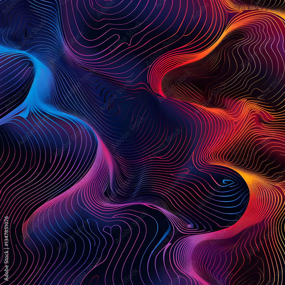 Poster mesmerizing abstract flow with vibrant lines and deep blue background