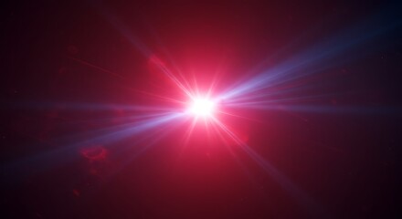 Obraz premium Intense Light Burst Radiating in Deep Red Space Abstract Lens Flare Digital Effect