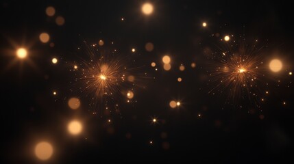 Naklejka premium White fireworks against a black background, with white sparkles in the night sky