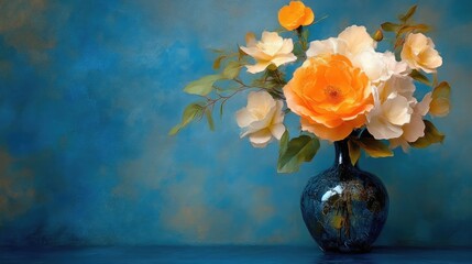 Still life of vibrant flowers in vase