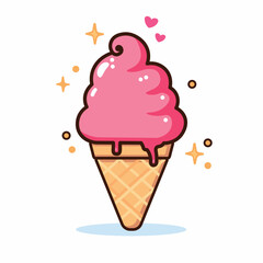 Strawberry flavored ice cream vector illustration
