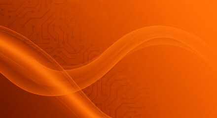 Orange Abstract Waves Circuit Board Tech Backdrop Modern Style