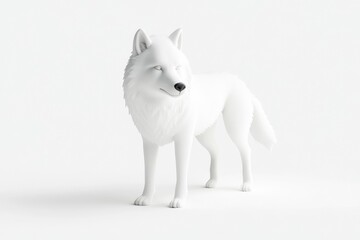 White wolf figurine, minimalist design