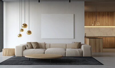 Modern living room interior features contemporary furniture and design