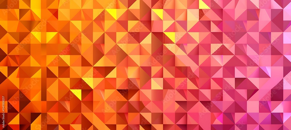 Poster backdrop made of equilateral triangles in bright red colors arranged in tessellation – empty templat