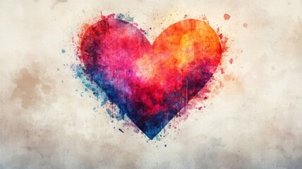 Abstract Watercolor Heart Artistic Colorful Design