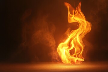 Fototapeta premium The Isolated Flame Burns Bright Against A Dark Background