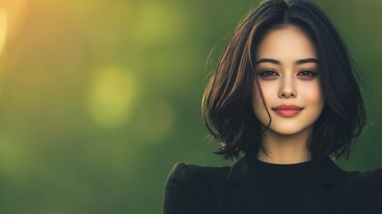 Naklejka premium Woman with short hair outdoors