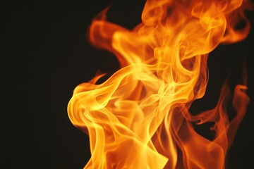 A vivid capture of flames dancing against a dark backdrop