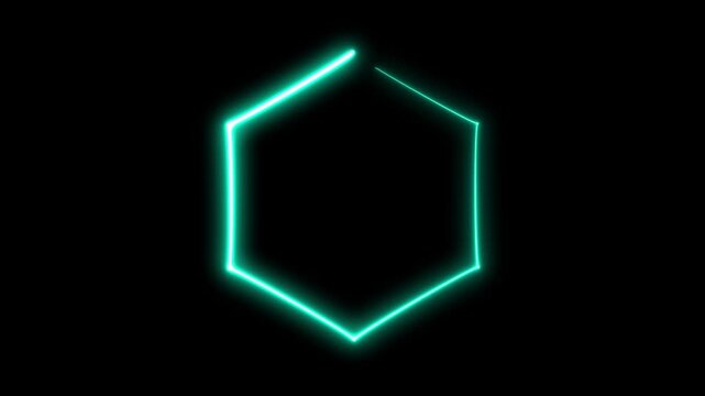 Sextuple shape animation on black background. Sextuple lighting animation video.