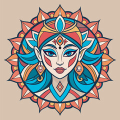 a beautiful face mandala vector illustration template icon,