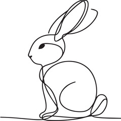 Easter Bunny Line Art black Vector