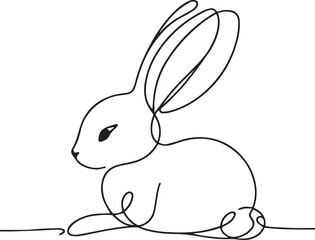 Easter Bunny Line Art black Vector
