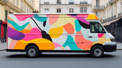 Naklejka premium Vibrant Abstract Art Van in Paris Street