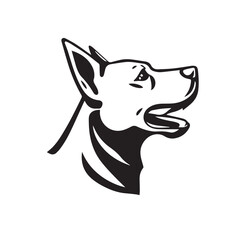 Dog head silhouette on white background. Dog Logo. Vector illustration.