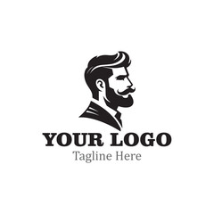 modern logo Of a man with a beard and mustache.