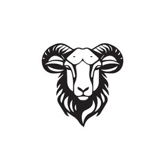 Sheep head silhouette on white background. Sheep logo. Sheep icon. Vector illustration.