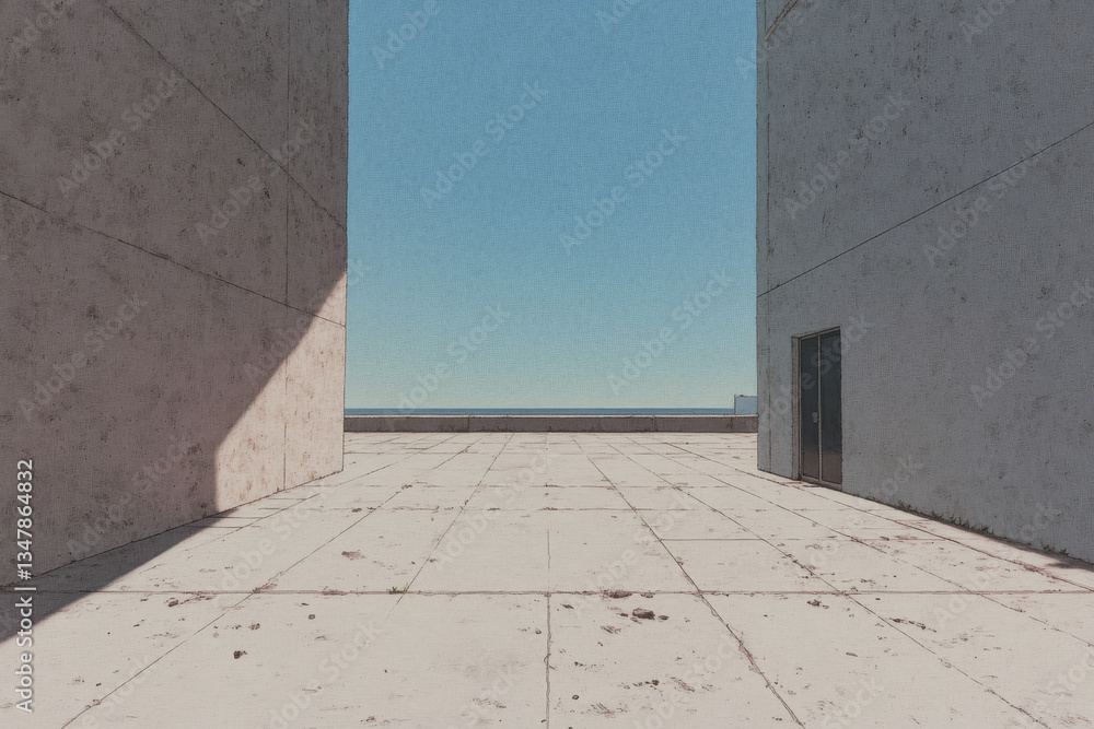 Poster a large empty room with a door and a window