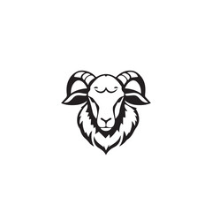 Sheep head silhouette on white background. Sheep logo. Sheep icon. Vector illustration.