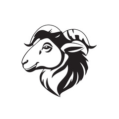 Sheep head silhouette on white background. Sheep logo. Sheep icon. Vector illustration.
