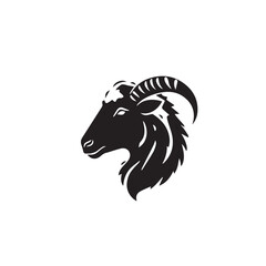 Sheep head silhouette on white background. Sheep logo. Sheep icon. Vector illustration.