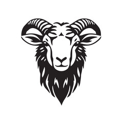 Sheep head silhouette on white background. Sheep logo. Sheep icon. Vector illustration.