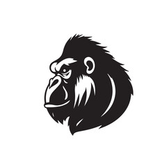 Gorilla Head logo. Gorilla head silhouette isolated on white background. Vector illustration.