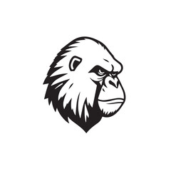 Gorilla Head logo. Gorilla head silhouette isolated on white background. Vector illustration.