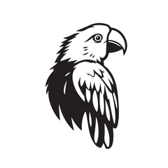 Parrot silhouette on white background. Parrot logo. Vector illustration. 