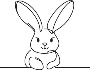 Easter Bunny Line Art black Vector