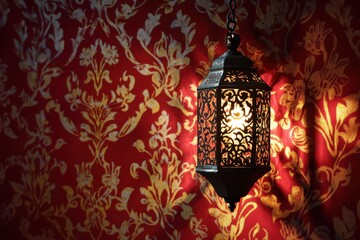 Deep green lattice pattern with golden crescent moons for a luxurious Ramadan-themed design