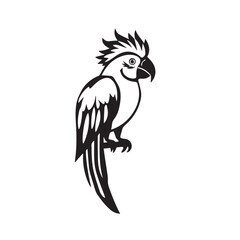 Parrot silhouette on white background. Parrot logo. Vector illustration. 